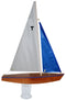 Wooden Toy Sailboat: T12 Cruiser with White and blue sails