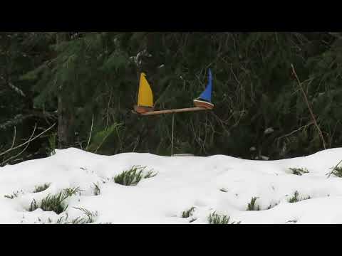Wooden sailboat garden art handmade in USA