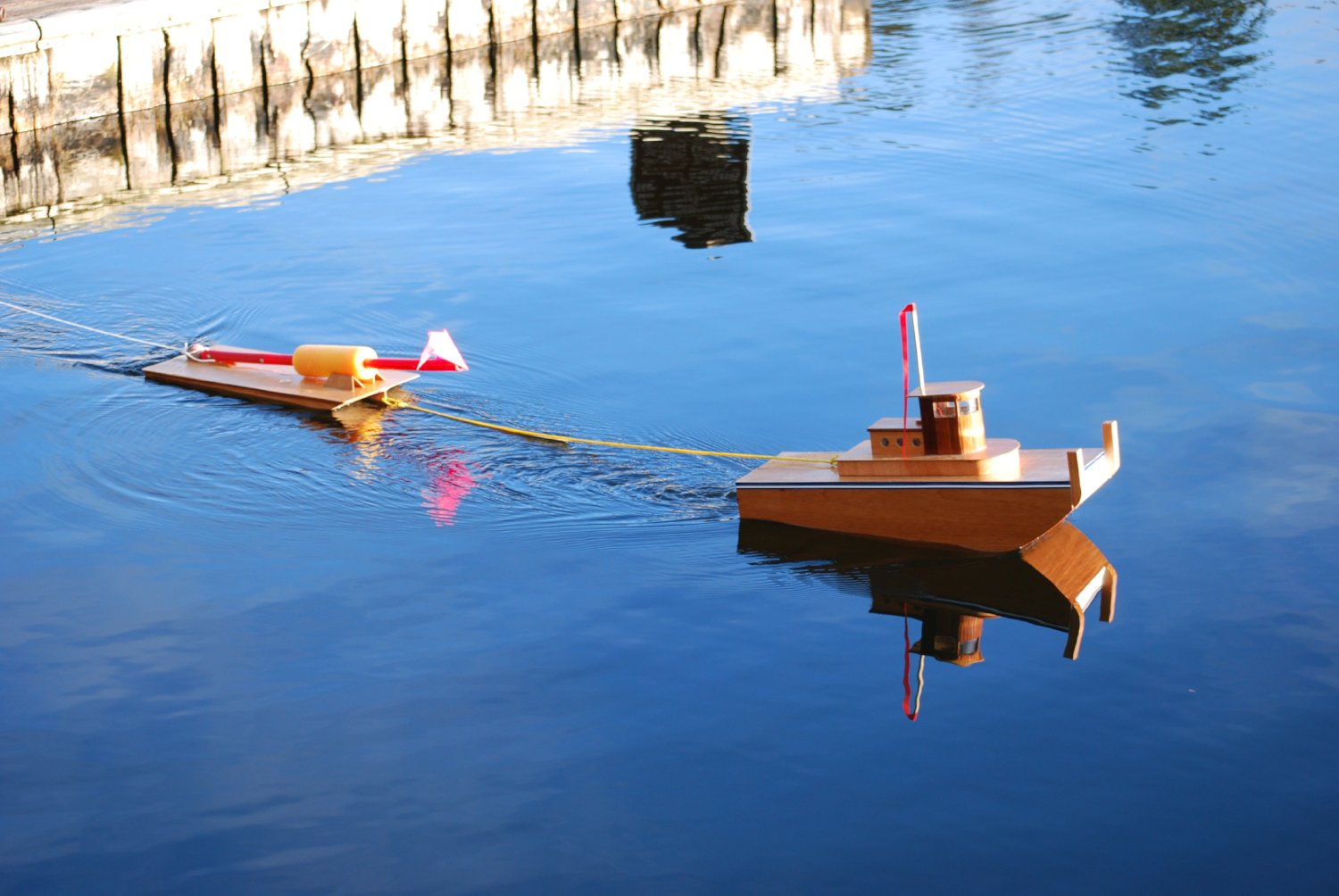 RC Boat: Remote Control Tug Boat and Barge Setting Racing Marks for RC Sailboat Racing
