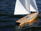 Wooden Model Sailboat: Hull Details of T27 RC Sailboat while sailing - Tippecanoe Boats Model Sailboats