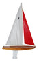 Wooden Toy Sailboat T15 Racing Sloop with White and Red Sails