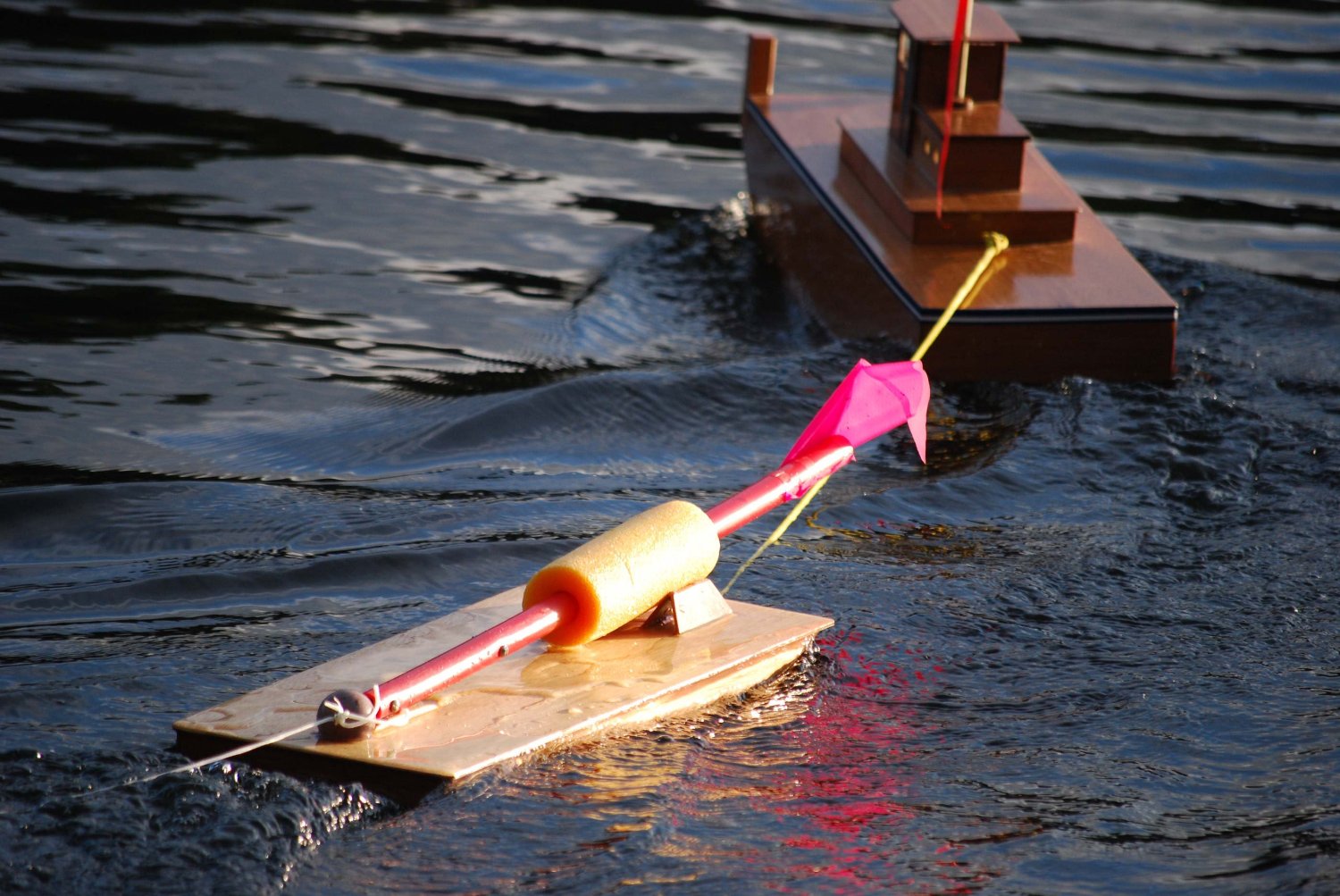 RC Boat: Remote Control Tug Boat and Barge Setting Racing Marks for RC Sailboat Racing