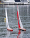 RC Sailboats: Two Model Yachts Sailing in a Calm Breeze