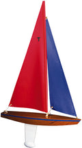 Wooden Toy Sailboat T15 Racing Sloop with Red and Blue Sails