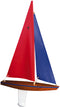 Wooden Toy Sailboat T15 Racing Sloop with Red and Blue Sails